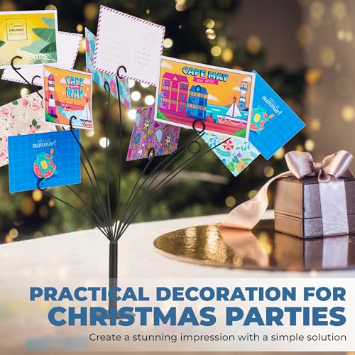 Decorative Metal Gift Card Tree Holder with 11 Flexible Clips, Black