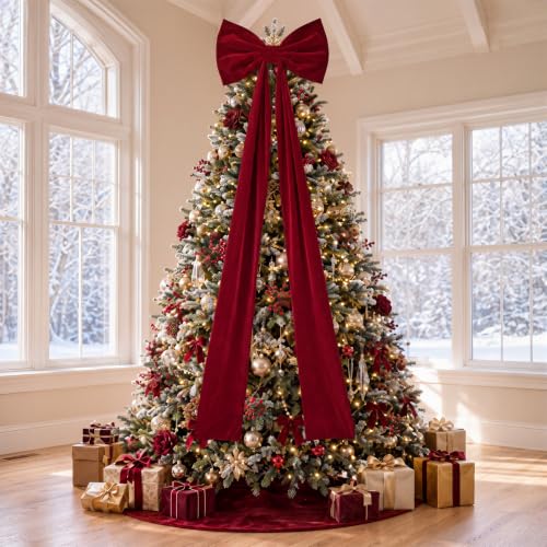 Knitgrip 2 Pack 20x71 in Large Velvet Christmas Bow Deep Red - Holiday Decor