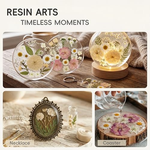 Natural Dried Pressed Flowers with Tweezers for Resin Art & Crafts - 80 Pcs