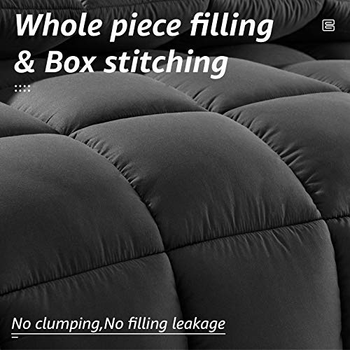 HYLEORY Queen Comforter - All Season Down Alternative Duvet Insert, Dark Grey