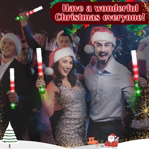 VIHOSE 36 pcs 16in LED Foam Sticks Red Green White with 3 Flash Modes