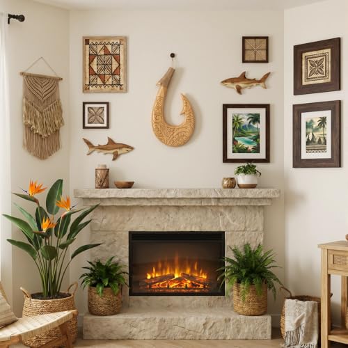 Carved Wooden Maui Fish Hook Wall Decor - 11.8" Polynesian Tribal Art
