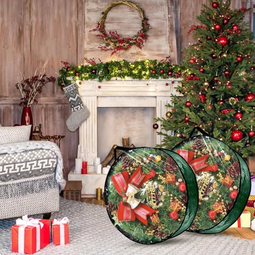 6-Pack 24-Inch Christmas Wreath Storage Container Bags with Clear Window