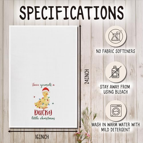 SereneHanctuary Yellow Duck Kitchen Towels 16x24in Set of 2 - Ultra-Soft Chenille Hand Towels