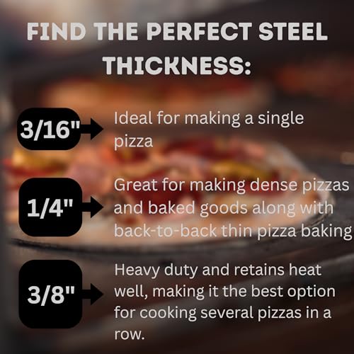 16" x 16" Pizza Steel - 1/4" Heavy Duty Baking Steel for Oven & Grill