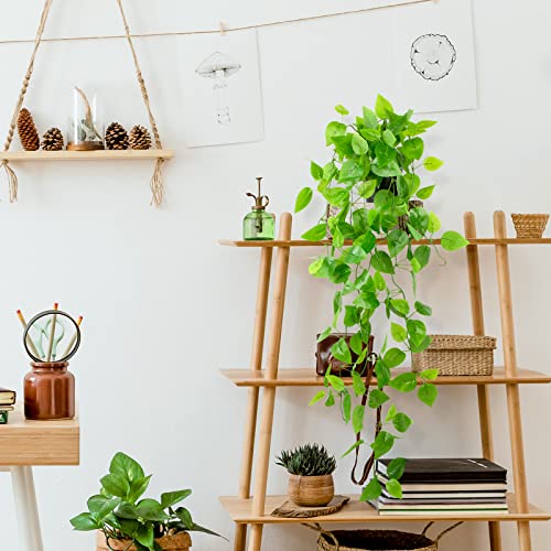 Realistic Artificial Hanging Pothos Plant in Black Pot - 39 Inch Vine