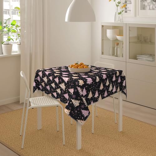 Pink Xmas Winter Tree Square Tablecloth 54 Inch for Party & Picnic - Granbey