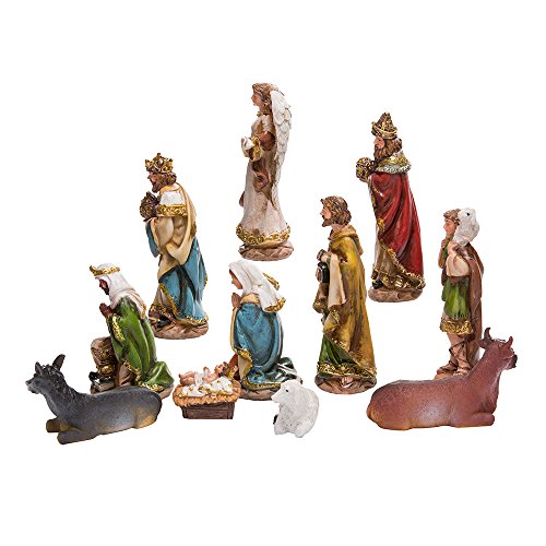 Christmas Nativity Set with 11 Resin Figures - 6 Inch Holiday Decor