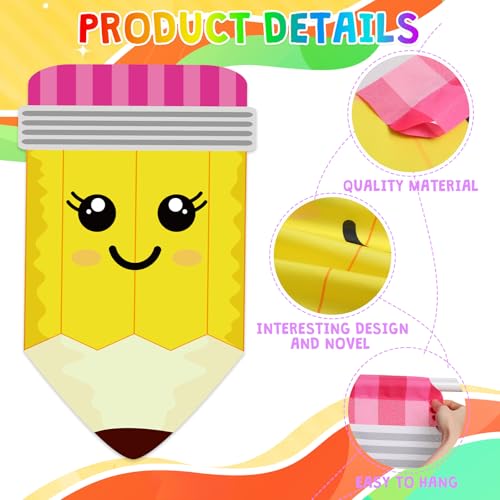 6-Piece Rainbow Pencil Classroom Curtains - School Window Decorations