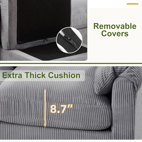 4-Piece Corduroy Living Room Sofa Set with Ottoman, Loveseat and Couch