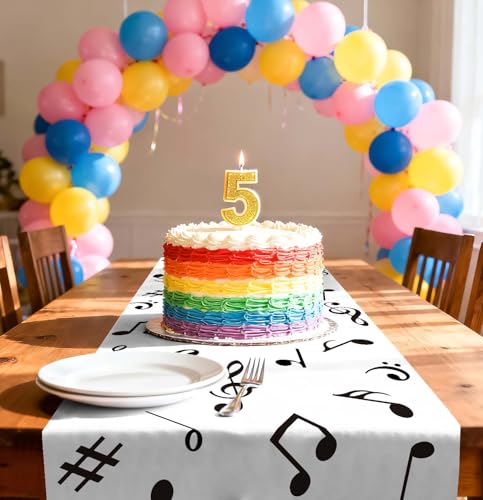 6 Pcs Music Notes Plastic Table Runner 14x108 inch for Party Wedding Birthday Baby Shower