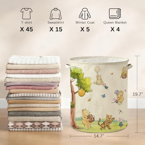 Oval Canvas Baby Laundry Hamper - Waterproof Nursery Storage Basket