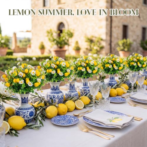 8 Pcs Artificial Lemon Bouquet - Vibrant Faux Fruit Decor