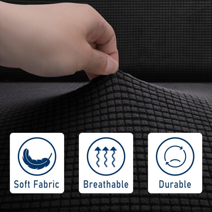 RV Dinette Cushion Covers - Stretchable Sofa Furniture Protector (Black)