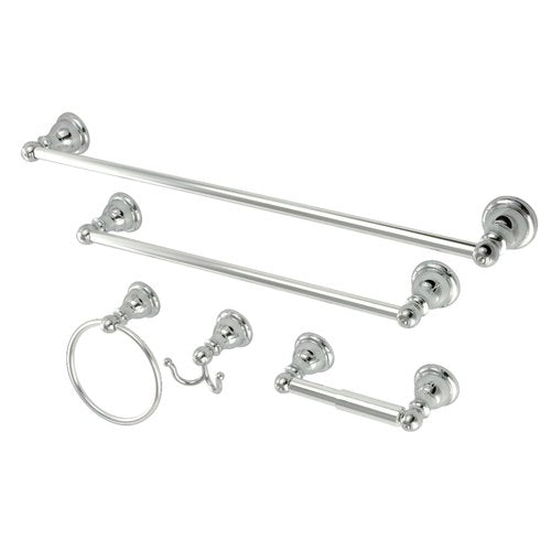 Kingston Brass Sante Fe Towel-Bar/Towel-Ring/Toilet Paper Holder/Robe Hook, 18"/24", Polished Chrome