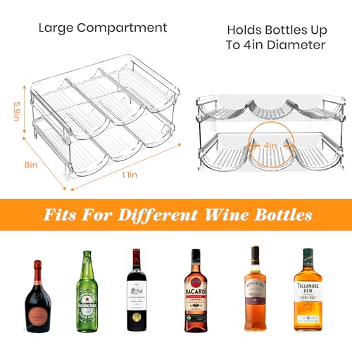 2-Tier Stackable Wine Rack and Water Bottle Organizer for Refrigerator