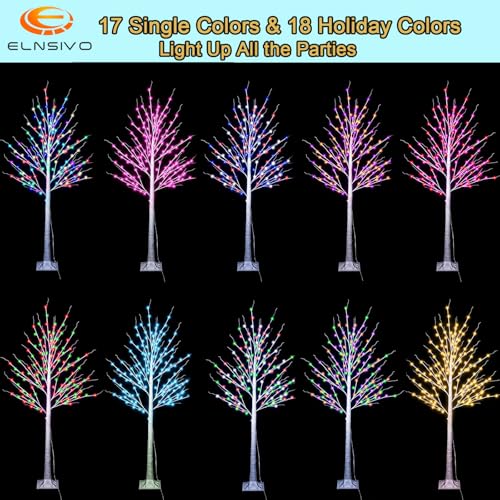 Outdoor Colorful Lighted Birch Tree RGB-5FT - Color Changing LED Tree with Remote