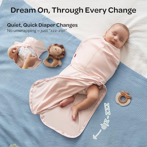 Momcozy Newborn Swaddle Sleep Sack (0-3 Months) - Quiet Fastener, 2-Pack