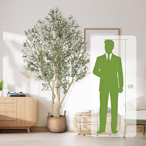 8ft Large Artificial Olive Tree with Realistic Leaves - Faux Olive Tree for Home Decor