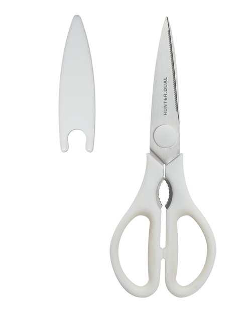 Kitchen Scissors for Food, HUNTER.DUAL Heavy Duty Come Apart Poultry Shears for Cooking, All Purpose for Cutting Chicken, Meat, Fish & Vegetables (White, 8.35 Inch)