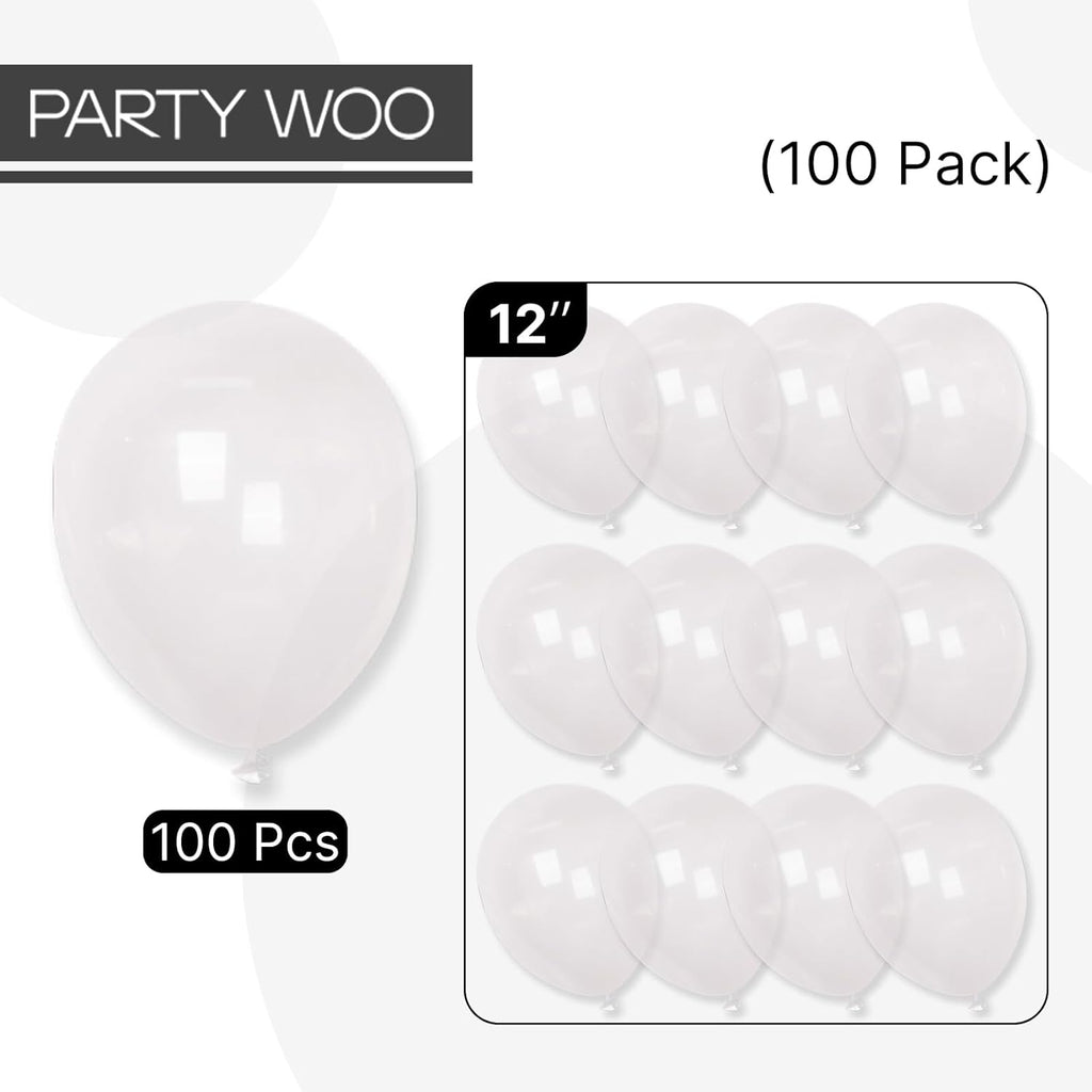 PartyWoo Clear Balloons - 100pcs 12 Inch Transparent Latex Helium Balloons for Celebrations