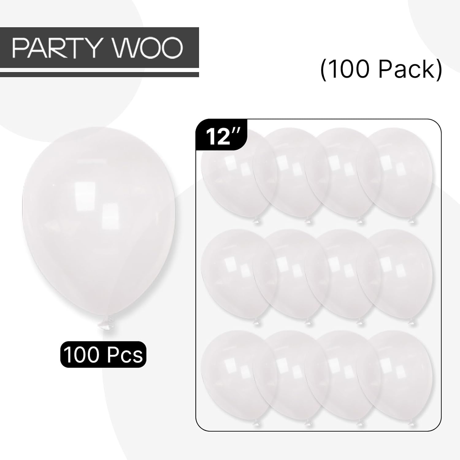 PartyWoo Clear Balloons - 100pcs 12 Inch Transparent Latex Helium Balloons for Celebrations