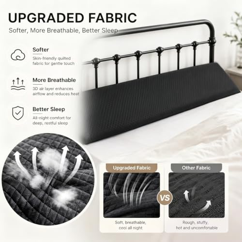 Twin Bed Wedge Pillow for Headboard Gap Filler - High-Density Foam