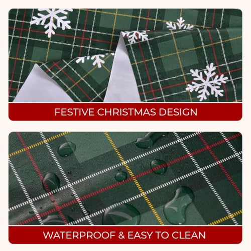 Romanstile Christmas Plaid Vinyl Tablecloth 54 x 108 Rectangular, Green