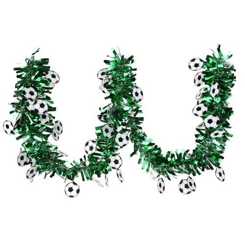 Green Soccer Tinsel Garland - 5 Pack 33ft Metallic Twist Party Decoration