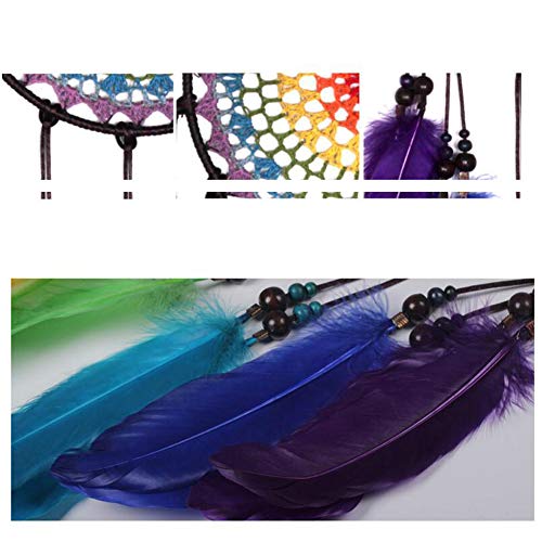 Colorful Rainbow Dream Catcher Handmade Wall Hanging for Kids Bedroom