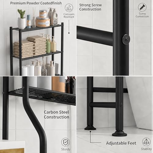 GloTika 3-Tier Over Toilet Storage Shelf - Freestanding Bathroom Organizer