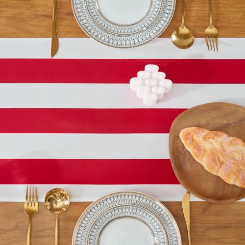 SoarDream Red & White Striped Waterproof Table Runner 13x72 Inch - 4 Pack Holiday Decor