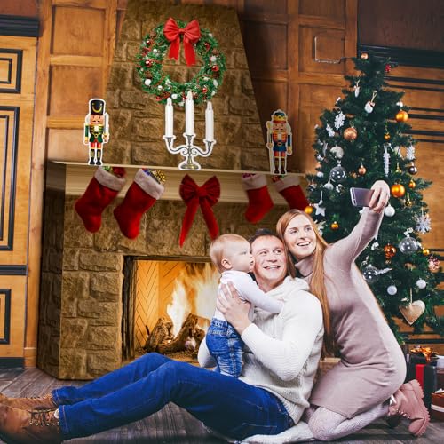 Fullhawl Farmhouse Brown 3D Cardboard Fireplace Prop Christmas Decor