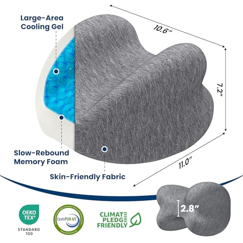 Cooling Gel Memory Foam Knee Pillow for Side Sleepers - Heart-Shaped Leg Cushion for Sciatica Relief