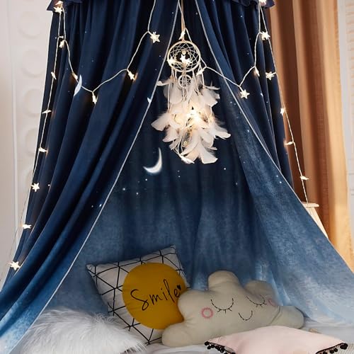 Girls Princess Bed Canopy - Soft Round Dome Hanging Reading Nook Tent