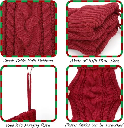Xihongshi Red 18 Inch Personalized Knit Christmas Stocking - Large Cable Pattern