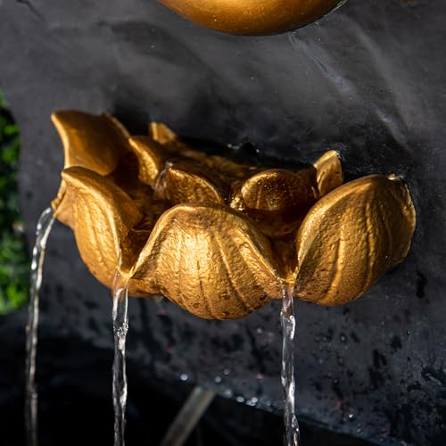 30-Inch Buddha Zen Wall Water Fountain with LED Light for Garden Decor