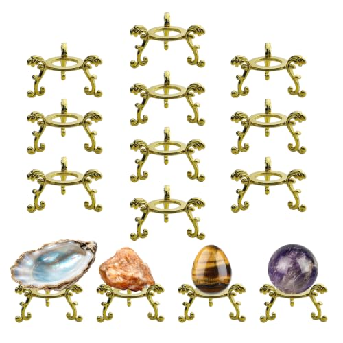 10-Piece Gold Crystal Ball Display Stand for 40mm-80mm Spheres and Stones