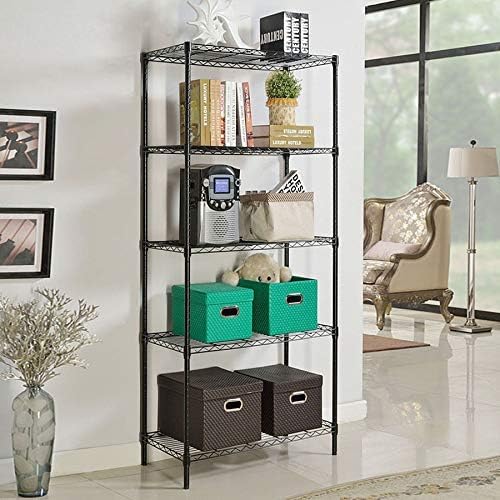 BestOffice 5-Tier Wire Storage Shelves - Heavy-Duty Metal | Adjustable Racks | 36x14x72 | Black | Holds Up to 1000 lbs | Easy No-Tool Assembly for Home & Garage