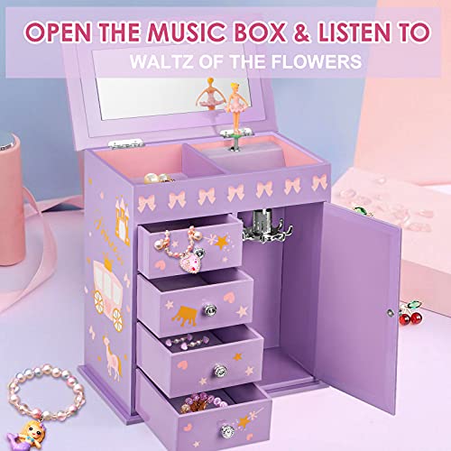 5-Layer Musical Jewelry Box for Girls with Ballerina and Jewelry Set