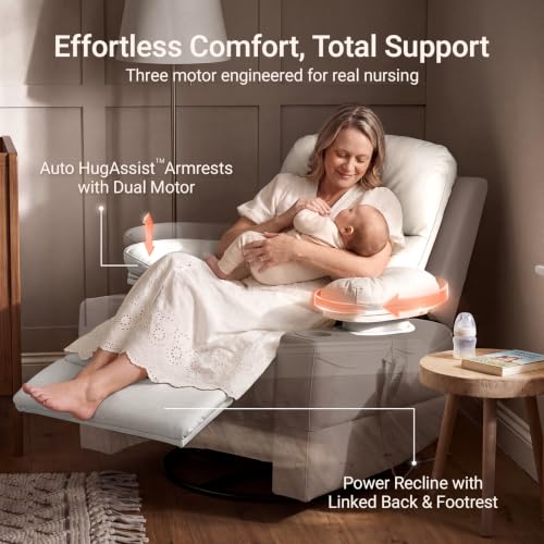 Power Nursery Recliner with Swivel Glider, Adjustable Armrests & USB Charging