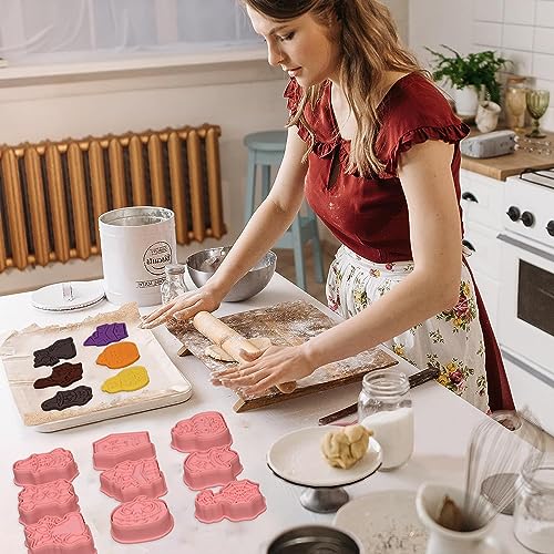 Halloween Cookie Cutter Set 16 Pcs with Plunger Stamp - Ghost, Pumpkin, Bat & More