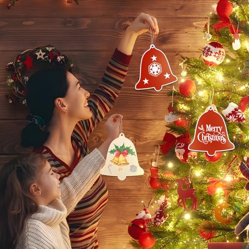 Sophena Bell Third DIY Large 7" Unfinished Wood Ornaments Set, 10pcs — Paint & Hang for Christmas