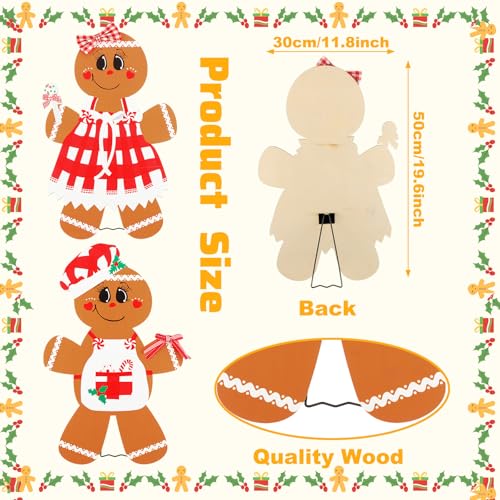 Cinnvoice 2-Piece Gingerbread Man Christmas Wood Cutouts (19.6")
