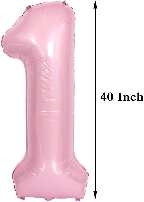 JANOU 40-Inch Pink Helium Foil Balloon - Perfect for 1st Birthday & Baby Shower Celebrations