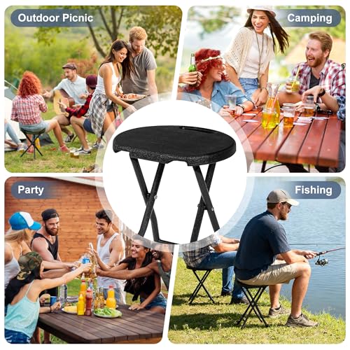 18-Inch Folding Stool with Handle, Heavy-Duty 500 lbs Capacity Portable Seat