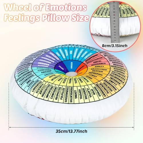 Wheel of Emotions Velvet Throw Pillow - 14-Inch Round Feelings Chart Cushion