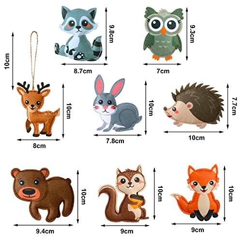 Woodland Animal Christmas Ornaments Set - Felt Forest Decor, 8 Pcs