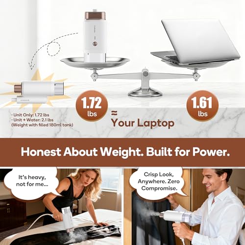 Foldable Travel Garment Steamer, 1200W Dual Voltage Fabric Steamer