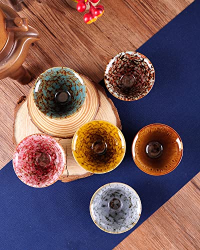 WHJY Ceramic Sake Cups Set of 6, Traditional Japanese & Chinese Kung Fu Tea Cups, 60ml